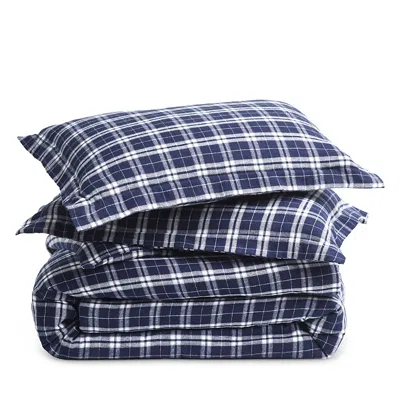 Petite Plume Tartan Flannel Duvet Set, King In Blue