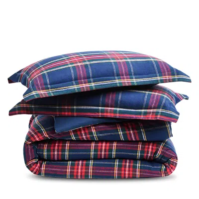 Petite Plume Tartan Flannel Duvet Set, Twin In Blue