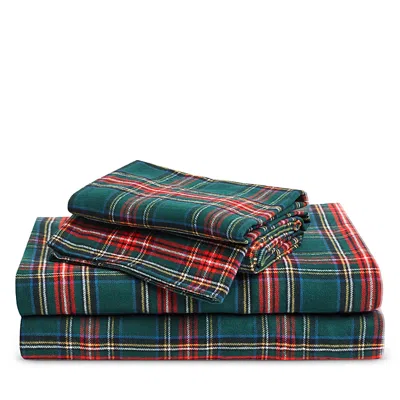 Petite Plume Tartan Flannel King Pillowcase, Set Of 2 In Green