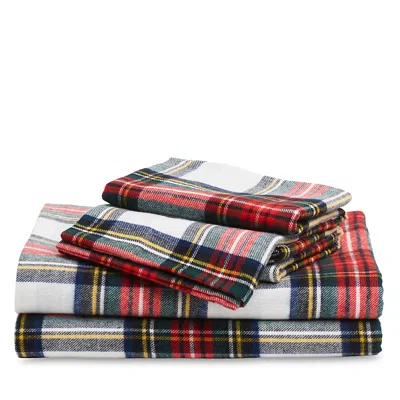 Petite Plume Tartan Flannel Sheet Set, Full In Red