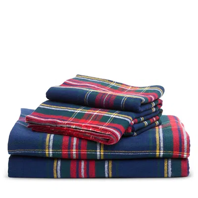 Petite Plume Tartan Flannel Sheet Set, Queen In Multi