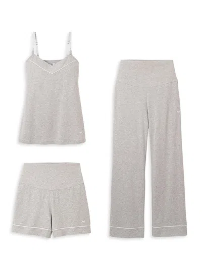 Petite Plume The Basics Maternity Camisole, Shorts & Trousers Set, 3-piece In Grey