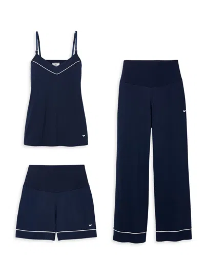 Petite Plume The Basics Maternity Camisole, Shorts & Trousers Set, 3-piece In Navy