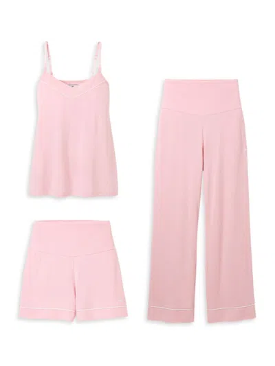 Petite Plume The Basics Maternity Camisole, Shorts & Pants Set, 3-piece In Pink