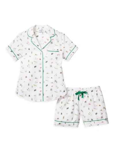 Petite Plume Kids' The Great Outdoors Shorts Pajama Set In White Multi