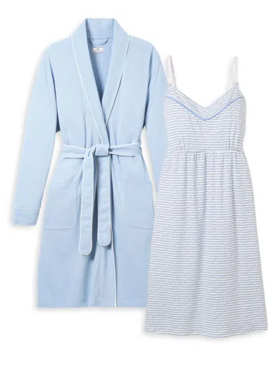 Petite Plume The Maternity Robe & Nightgown Essential Set In Blue