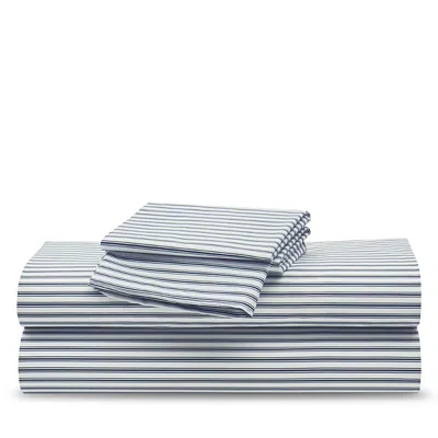 Petite Plume Ticking Sheet Set, Queen In Blue