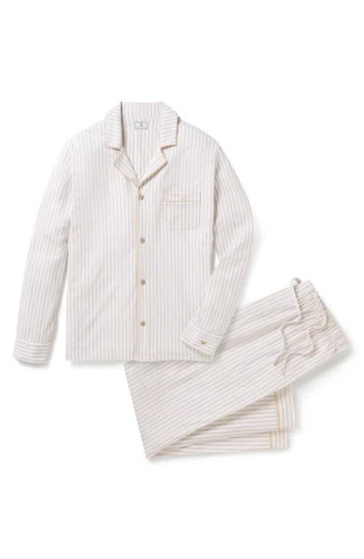 Petite Plume Ticking Stripe Pima Cotton Pajamas In White