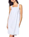 Petite Plume Annabelle Gingham Brushed Cotton Twill Nightgown In Light Blue Gingham