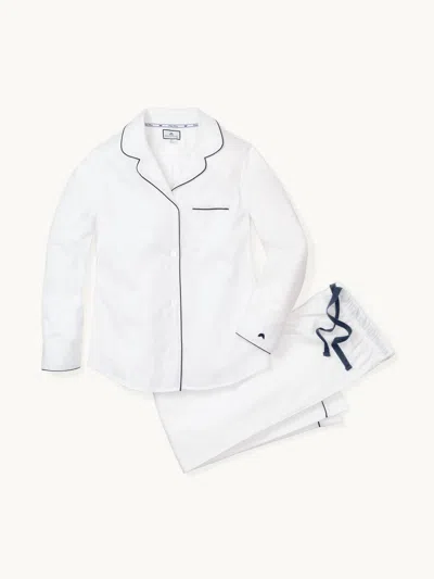 Petite Plume Twill Pajama Set L In White