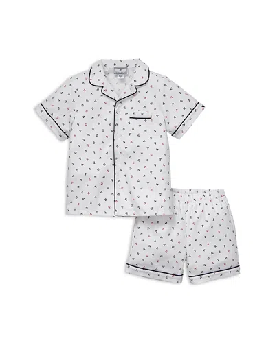 Petite Plume Unisex Anchors Away Classic Short Pajama Set - Baby, Little Kid, Big Kid In White