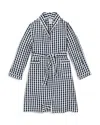 Petite Plume Unisex Brushed Gingham Robe - Little Kid, Big Kid In Navy