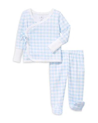 Petite Plume Unisex Gingham Pima Wrap Footed Pajama Set - Baby In Multi