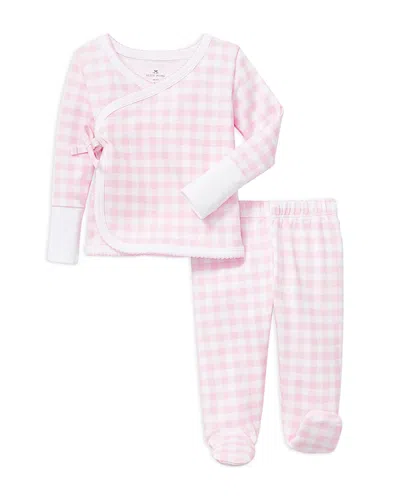 Petite Plume Unisex Gingham Pima Wrap Footed Pajama Set - Baby In Pink