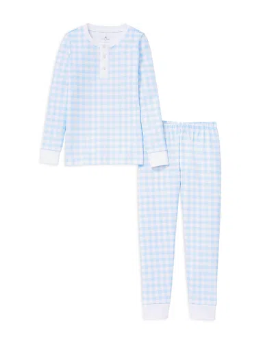 Petite Plume Unisex Gingham Snug Fit Pajama Set - Baby, Little Kid, Big Kid In Blue