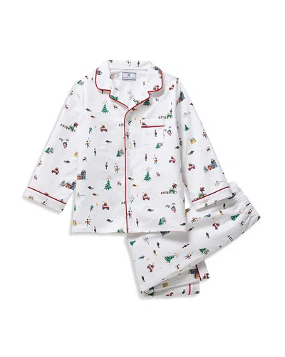 Petite Plume Unisex Holiday Town Twill Pajama Set - Baby, Little Kid, Big Kid In White