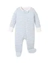 Petite Plume Unisex La Mer Luxe Pima Cotton Footie - Baby In Blue