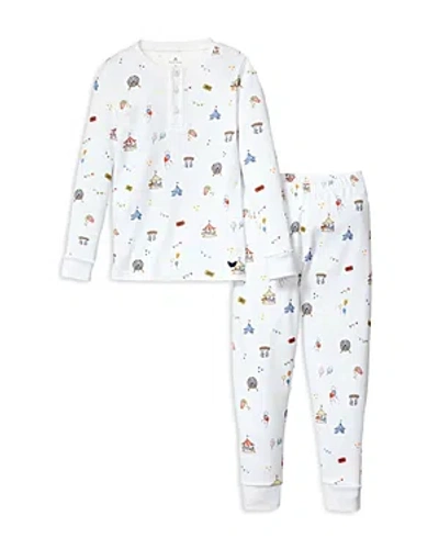 Petite Plume Unisex Pima Cotton Carnival Memories Pajama Set - Little Kid, Big Kid In White