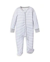 Petite Plume Stripe Pima Cotton Footie In Grey Stripe