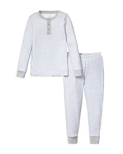 Petite Plume Unisex Pima Cotton Striped Pajama Set - Little Kid, Big Kid In Gray