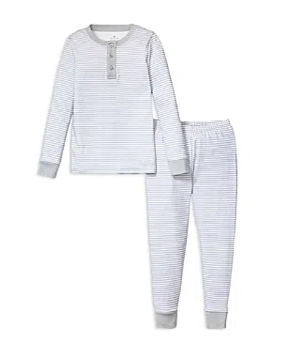 Petite Plume Unisex Pima Cotton Striped Pajama Set - Little Kid, Big Kid In Grey Stripe