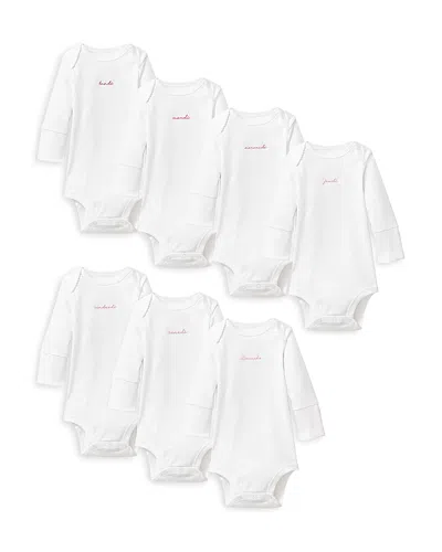 Petite Plume Unisex Pima French Lessons Long Sleeved Bodysuits, 7 Pack - Baby In White