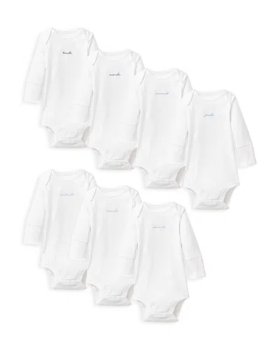 Petite Plume Unisex Pima French Lessons Long Sleeved Bodysuits Set, 7 Pack - Baby In White