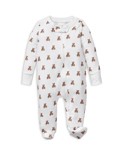 Petite Plume Unisex Pima Teddy Tales Footie - Baby In White