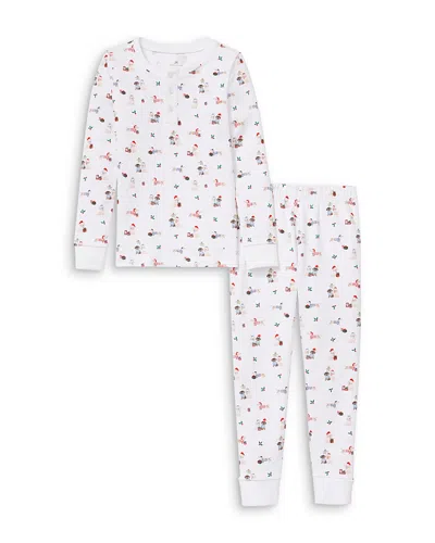 Petite Plume Unisex Woof De Noel Cotton Snug Fit Pajama Set - Baby, Little Kid, Big Kid In White