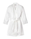 Petite Plume Lace Trim Mulberry Silk Robe In White