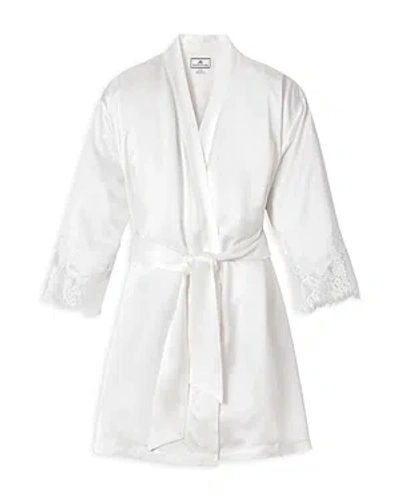 Petite Plume White Silk Lace Robe