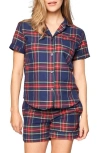 Petite Plume Windsor Tartan Cotton Short Pajamas In Blue