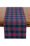 Petite Plume Windsor Tartan Cotton Table Runner In Blue
