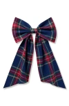 Petite Plume Windsor Tartan Cotton Wreath Bow In Blue