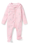 Petite Plume Winter Skates Fitted One-piece Pima Cotton Pajamas In Pink