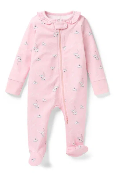 Petite Plume Babies'  Winter Skates Fitted One-piece Pima Cotton Pajamas In Pink