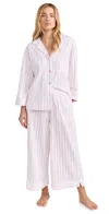 Petite Plume Printed Pima Cotton Pajama Set In White/pink