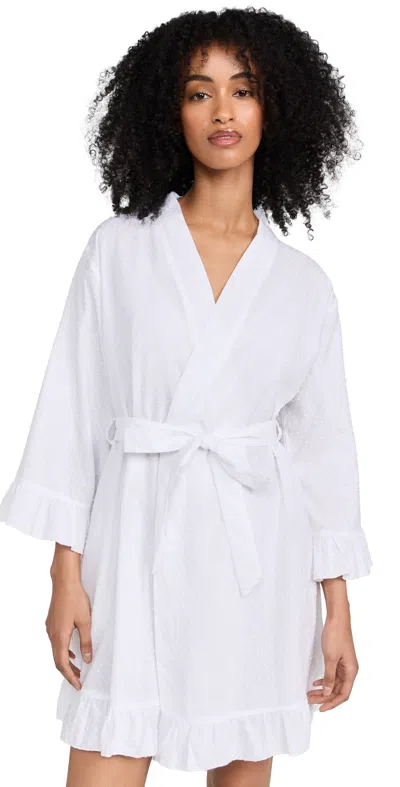 Petite Plume Women's Swiss Dot Dressing Gown White