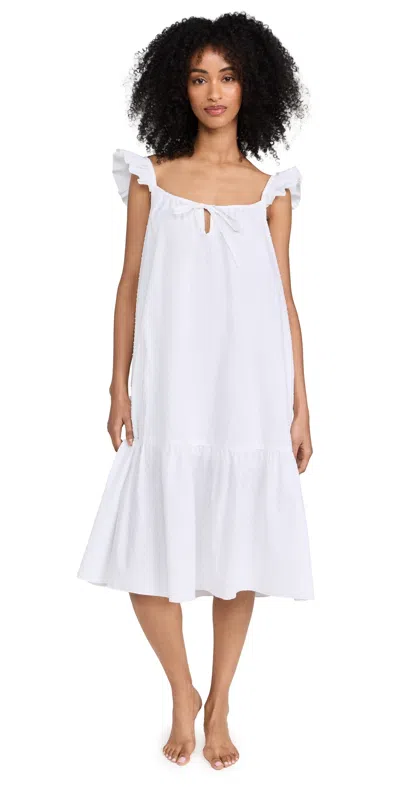 Petite Plume Celeste Sleeveless Gauze Nightgown In White