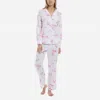Petite Plume Women's Twill Floral Long Pajama Set In English Rose In Pink