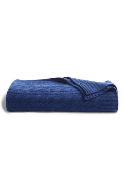 Petite Plume Wool & Cashmere Cable Throw Blanket In Navy