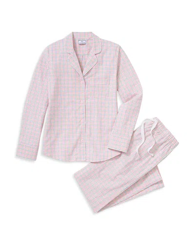 Petite Plume Woven Twill Plaid Classic Pajama Set In Pink