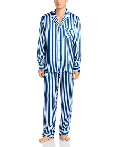 Petite Plume X Bloomingdale's Silk Stripe Pajama Set - Exclusive In Blue