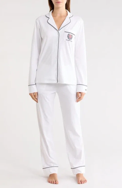 Petite Plume Yacht Club Embroidery Pima Cotton Pajamas In White