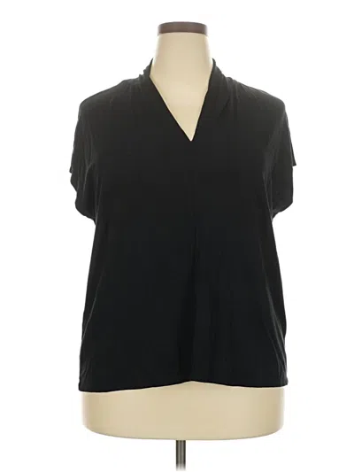 Pre-owned Petite Principle Short Sleeve Blouse In Black
