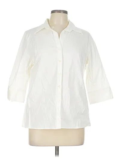 Pre-owned Petite Sophisticate 3/4 Sleeve Button Down Shirt In White