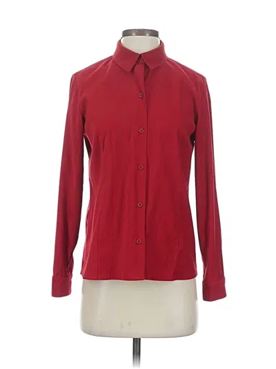 Pre-owned Petite Sophisticate Long Sleeve Blouse In Burgundy
