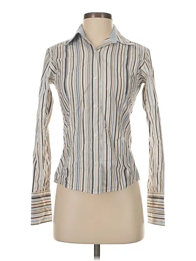 Pre-owned Petite Sophisticate Long Sleeve Blouse In Silver