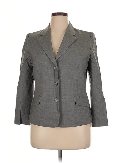 Pre-owned Petite Sophisticate Wool Blazer Jacket In Gray