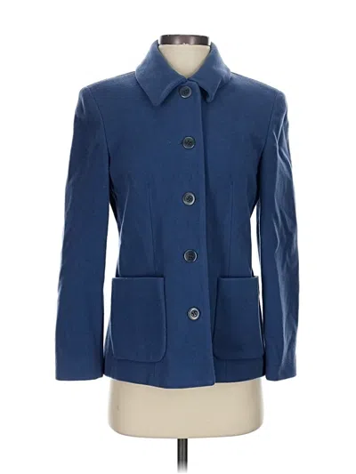 Pre-owned Petite Sophisticate Wool Coat In Blue